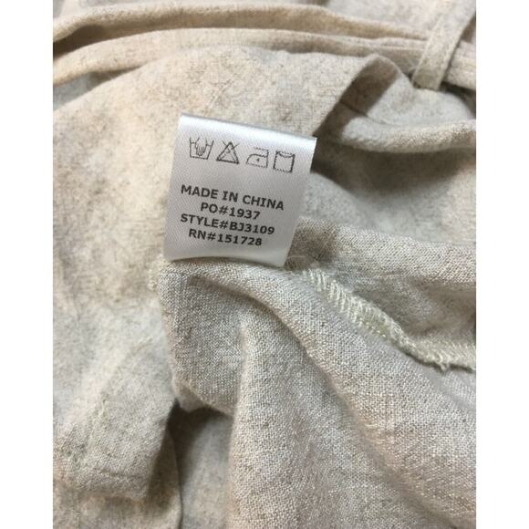 ee:some Romper Womens S Linen Cotton Belted Sleeveless Button Front Summer Beige - Picture 9 of 10